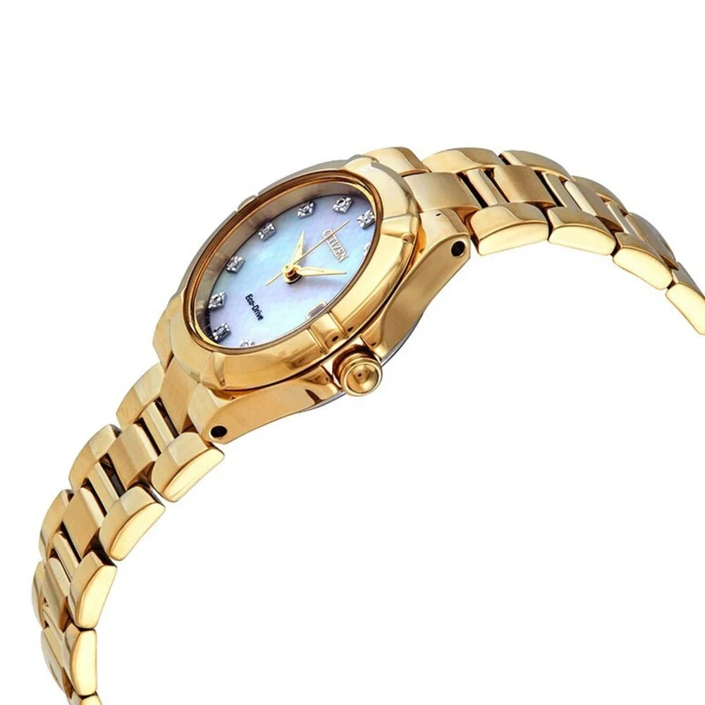 CITIZEN ECO-DRIVE EW1532-61D WHITE DIAL GOLD BRACELET 26MM WOMENS WATCH